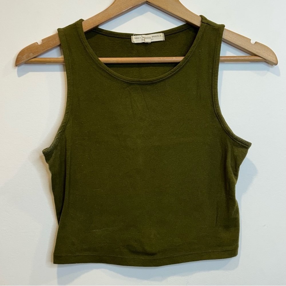 Urban Outfitters Truly Madly Deeply Dark Green Cropped Tank Top